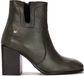 Maciejka Bottes femme, vert, en cuir grainé, avec fermeture éclair et talon bloc de 8,5 cm