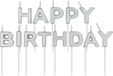 Folat Kaarsenset 'Happy Birthday' zilverkleurig