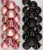 Kaemingk B.V. 32x Boules de Noël en plastique Rose poudré/Noir 4 cm