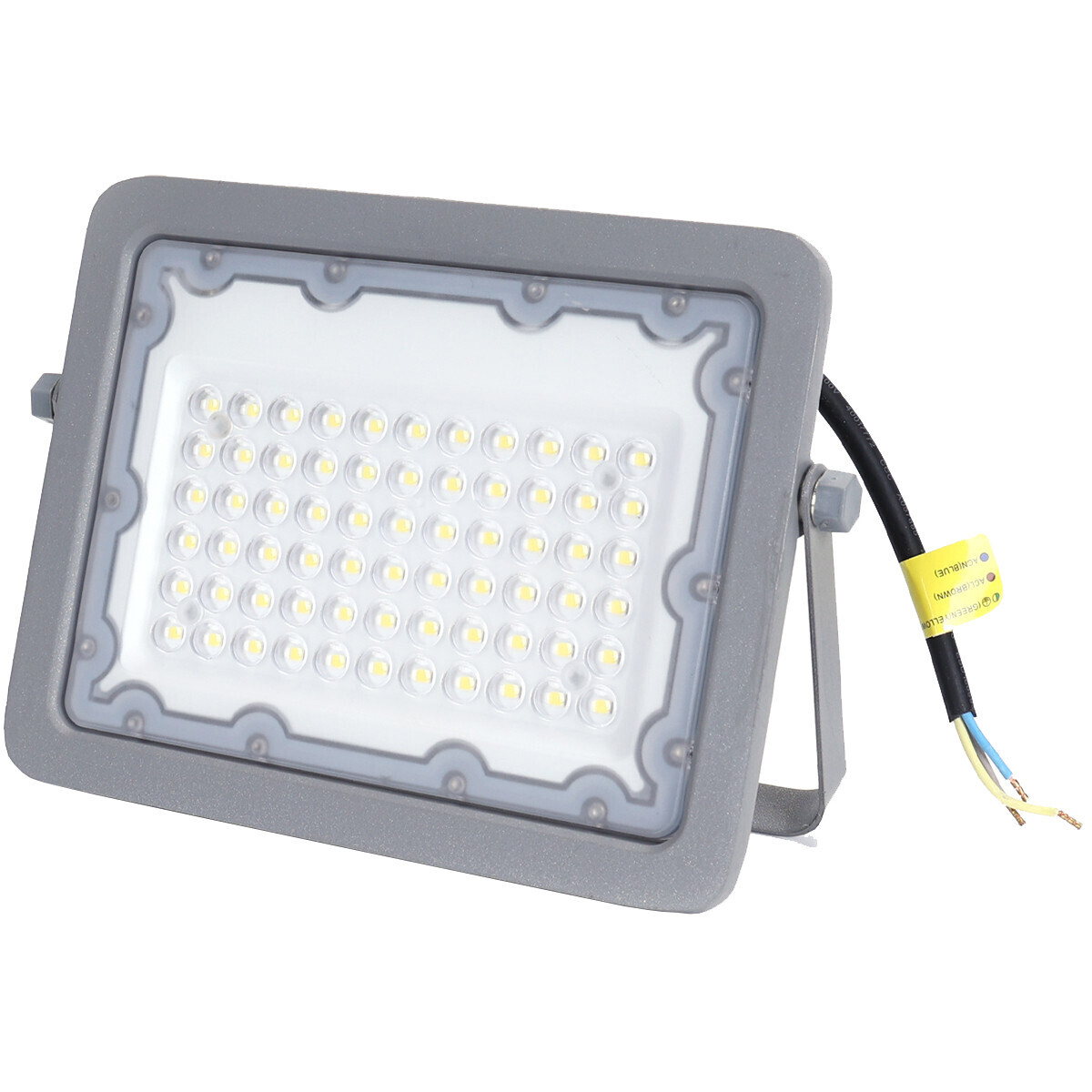 BES LED LED Bouwlamp - Aigi Zuino - 50 Watt - Helder/Koud Wit 6500K - Waterdicht IP65 - Kantelbaar - Mat Grijs - Aluminium