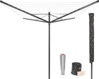 Brabantia Lift-o-Matic Droogmolen met metalen grondanker, beschermhoes, wasknijpertasje en wasknijpers - 50 m - Anthracite