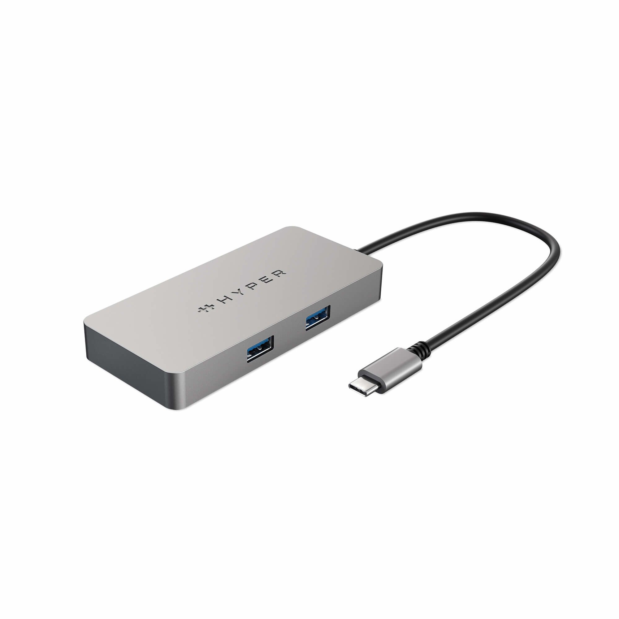 HYPER HDMB2 5-in-1 USB-C Hub - 4K HDMI, Gigabit Ethernet, USB-A, USB-C - Stainless Steel