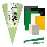 Ursus 9910002 - "Ninja" kegelset voor op school, gemaakt van 3D golfkarton 260 g/m², set voor het maken van een kegel voor op school, 6-zijdig, hoogte ca. 68 cm, diameter 20 cm