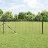 vidaXL Euro-hek - met - grondpennen - 50 - x - 0,6 - m - PVC-Coated - Staal - Grijs - Mesh