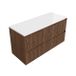 Saniclass Holz Atelier Badkamermeubelset - 120x45x62.5cm - Torino solid surface topblad wit - zonder kraangat - 2 lades - mat walnut pure (hout) SW1420809/SW1471864