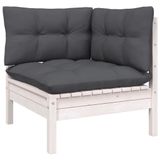 vidaXL 9-delige Loungeset met Kussens Massief Grenenhout Wit