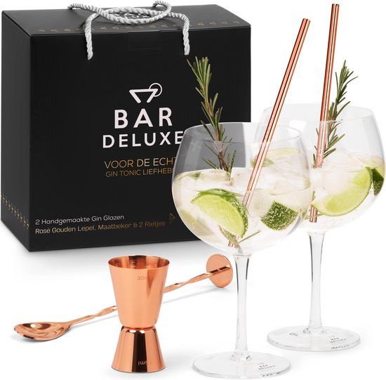 BarDeluxe® Gin Tonic Glazen - 2 Stuks - Kristal - Handgeblazen - 500ml