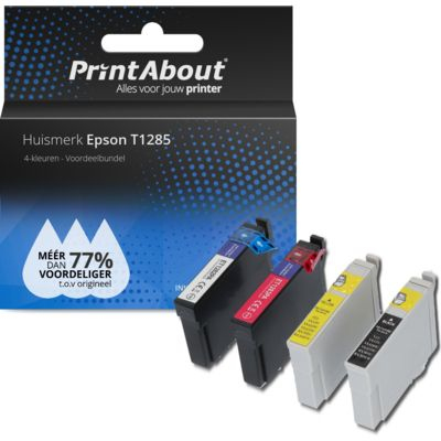 PrintAbout Huismerk Epson T1285 Inktcartridge 4-kleuren Voordeelbundel