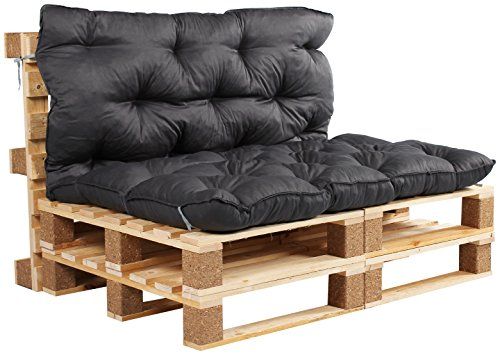 Meerweh Palletkussen met rugleuning ca. 120 x 140 x 10 cm europallets kussen, grijs, 20064