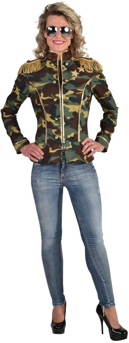 Magic by freddy Leger & Oorlog Kostuum Camouflage Jas Gouden Epauletten Generaal Vrouw Large Carnaval kostuum Verkleedkleding