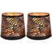 - 2x theelichthouders/waxinelichthouders windlichten zwart/goud abstract vleugel patroon 13 cm - waxinelichtjeshouders