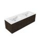 Saniclass Set meuble de salle de bain avec cadre en bois - 140x45x42cm - Lavabo en céramique Vygo blanc - 2 vasques - sans trous de robinetterie - 2 tiroirs - chêne églantier brillant (bois) SW1420776/SW773929
