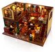 Merkloos Poppenhuis Poppenhuisje Miniatuur - Met LED-verlichting - Stofdichte vitrine - Zelf te bouwen