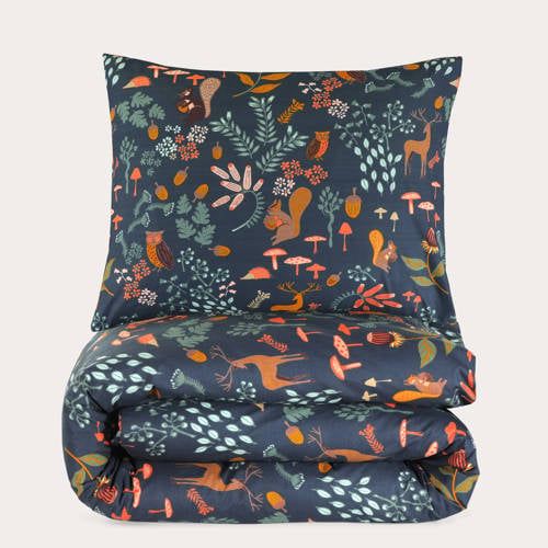 NOUS Kids katoenen dekbedovertrek 1-persoons (140x200 cm) Blauw Dierenprint