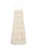 VERO MODA VMLORETTA SL LACE FLOUNCE DRESS EXP Maxi jurk Dames S Katoen Kant Vierkante hals Mouwloos A-lijn Glitter Geen sluiting Geen zakken Feest Lente/Zomer 2026 Birch