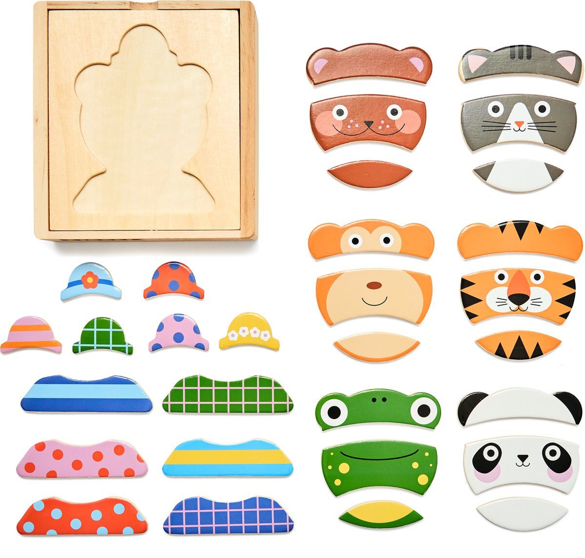 Kikkerland KIDOKI Animal Mix Up! puzzel - Houten puzzel