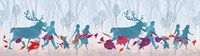 AG Design Frozen 2 Silhuette, Disney, decoratieve wandrand voor kinderkamer, 5 m x 14 cm, WBD 8160, zelfklevende folie, blauw, 0,1 m