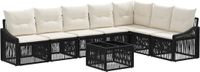 vidaXL Tuinbankenset 8-delig Zwart Polyrattan