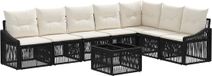 vidaXL Tuinbankenset 8-delig Zwart Polyrattan