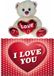 Krueger ours en peluche - 15 cm - blanc/rouge - Saint-Valentin Cœur d'amour