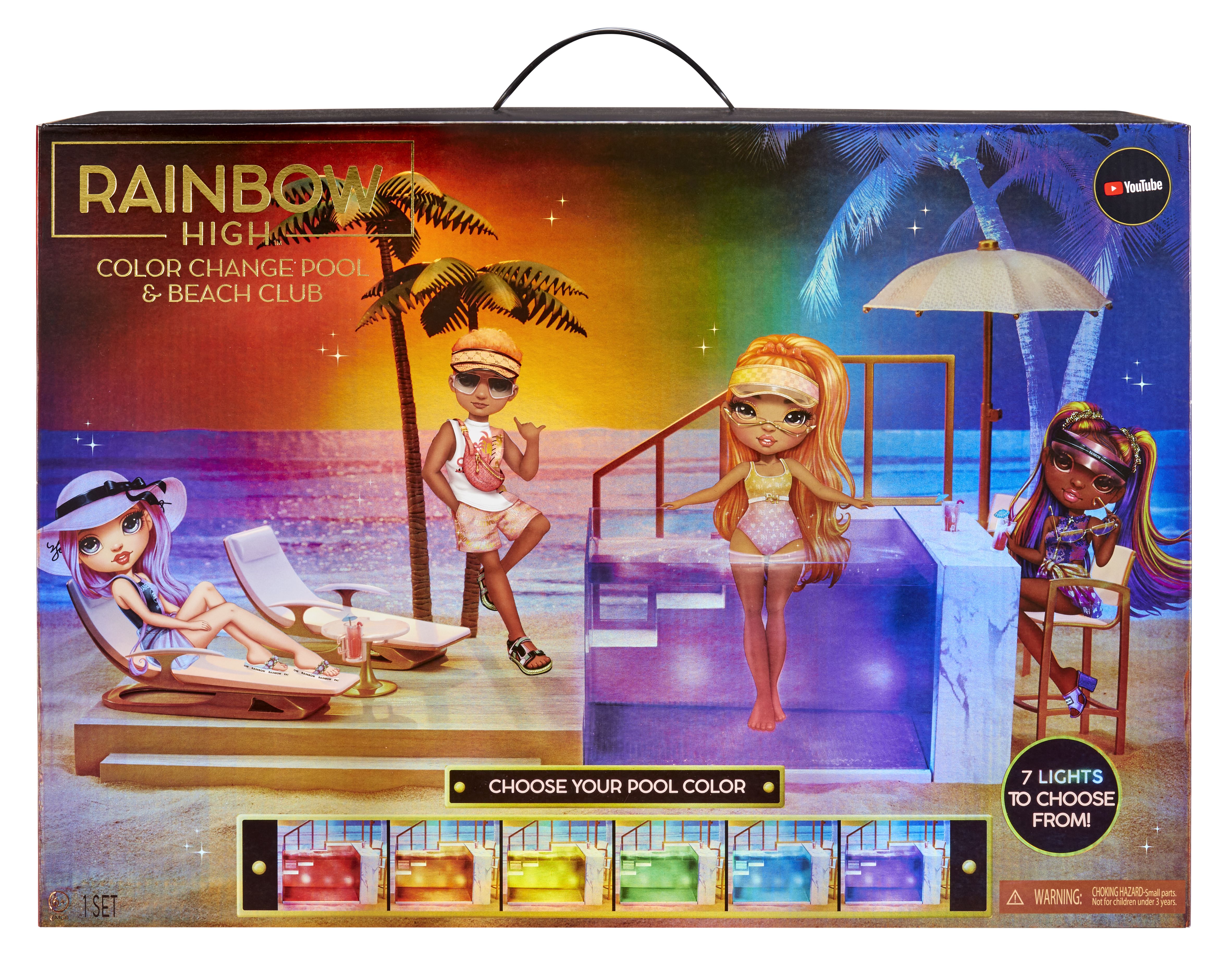 Rainbow High Color Change Pool & Beach Club Playset - Doll beach set - Multicolour