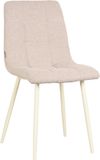 LABEL51 Nino Eetkamerstoel - Naturel - Stof - Wit Metalen Frame