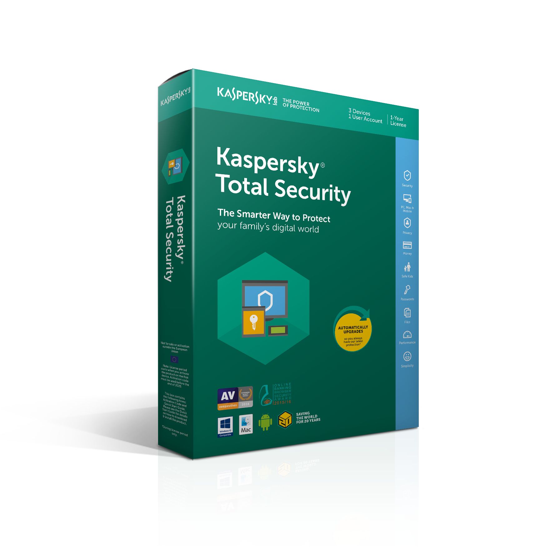 Kaspersky Total Security 2018 - 3 Devices - 1 Year - Dutch/French