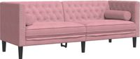 vidaXL Driezitsbank Chesterfield-stijl met bolsters fluweel roze