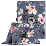 Fintie Hoes voor iPad Pro 12,9 inch (2e en 1e generatie, model 2017 en 2015) - 360 graden roterende beschermhoes Smart Stand Cover Case met automatische slaap-/waakfunctie, (Z-Bloeiende Hibiscus)