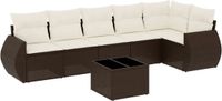 vidaXL - 7-delige Loungeset met kussens - Poly Rattan - Bruin