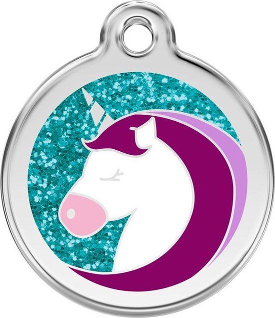 Red Dingo Hondenpenning Eenhoorn Glitter 20 mm