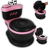 Twinky® Pot de propreté – Entraîneur de toilette 3-en-1 avec musique et bouton de chasse d'eau – Noir Rose
