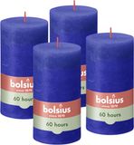 Bolsius - Bougies piliers rustiques - 4 pièces - Bleu - 13cm - 60 heures de combustion