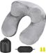 Unyqoos® Coussin de voyage confortable et gonflable avec housse lavable en velours doux