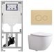 Geberit QeramiQ Dely Swirl Compact Toiletset - Inbouwreservoir Geberit UP320 - Met Burda Frame - Slim Zitting - Kunststof Bedieningsplaat Beige - Ronde Knoppen - Glans Wit