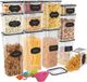 Sans marque Lot de 12 bocaux de conservation hermétiques en plastique sans BPA pour céréales avec autocollant marqueur Récipient alimentaire pour céréales, biscuits, sucre et noix