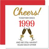 Grappige zilveren verjaardagskaart voor echtgenoot vrouw - Samen sinds 1999 - Gelukkige 25e huwelijkskaarten voor partner, I Love You Gifts, 145 mm x 145 mm wenskaarten voor vijfentwintigste jubilea