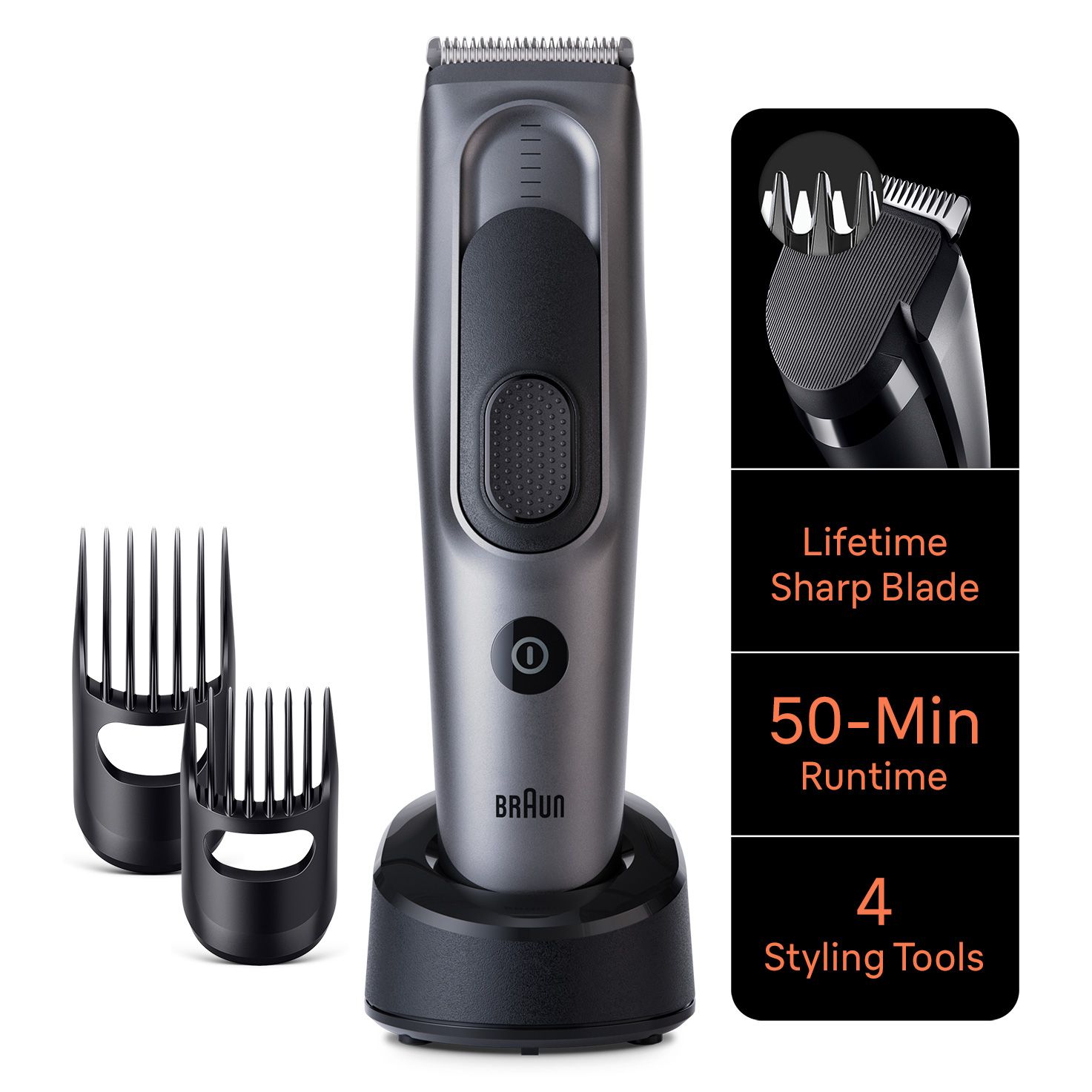 Braun Series 7 HC7390 Hair Trimmer - 17 Length Settings - Black/Grey