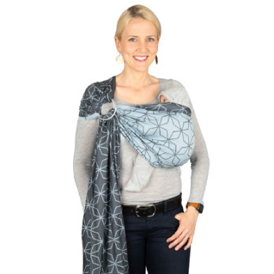 Hoppediz Ring-Sling Draagdoek Jacquard Malmö Aqua - Blauw