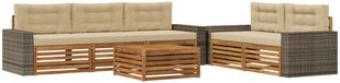 vidaXL Buiten bankenset 6 st Natuurlijk en Beige