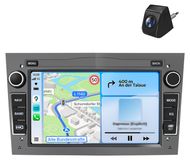 Opel Astra H, Corsa C, D, Vectra, Zafira B autoradio USB-C avec Carplay, Android Auto, GPS, caméra de recul, 2+64 Go, DAB+, WIFI, gris