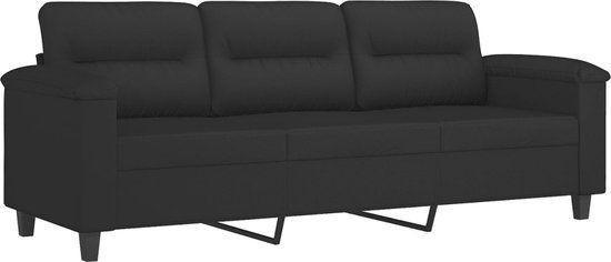 vidaXL Driezitsbank 180 cm microvezelstof zwart
