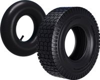 Wiltec pneus pour tracteur-tondeuse, taille 16x6.50-8, 4 plis, incluant chambre à air et valve à tige droite. Jeu de roues complet pour tracteur de jardin