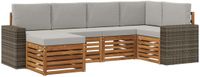 vidaXL - Hoek loungeset - 6 zitplekken - Naturel en lichtgrijs - Polyester