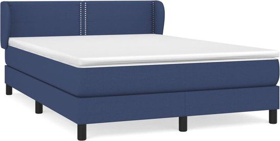 vidaXL Boxspring met matras stof blauw 140x200 cm