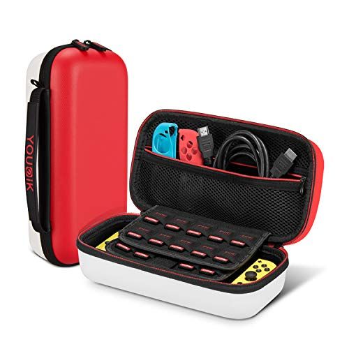 Younik Case compatibel voor NS Switch / Switch OLED - Upgrade-versie Harde draagtas - Rood en wit