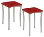 2 tabourets de cuisine, revêtement en cuir artificiel rouge, pieds ronds en métal, hauteur d'assise 45 cm