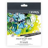 LYRA Aqua Brush Duo Brush Markers, set met 36 penseelstiften op waterbasis voor kunstenaars van alle leeftijden, marker met dubbele punt voor fijne details en brede streken, duurzame kleurmarker voor