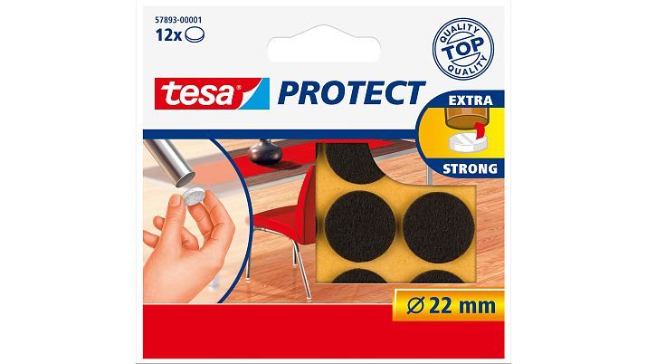 tesa 57893-01 Beschermvilt - Rond - Bruin - 22 mm - 12 stuks
