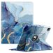 Fintie Étui pour iPad Pro 12.9 2021 5e Génération/iPad Pro 12.9 4e Gén 2020/3e Gén 2018 360 Degrés Étui de Protection Réglable avec Porte-Crayon, Veille/Réveil Automatique, (Z-Marbre Bleu)